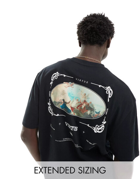 ASOS DESIGN oversized t-shirt in black with renaissance back print