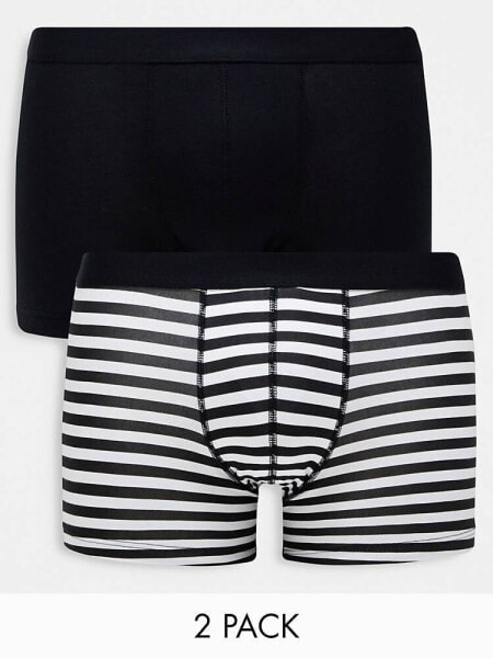 ASOS DESIGN 2 pack jersey trunks in black stripe