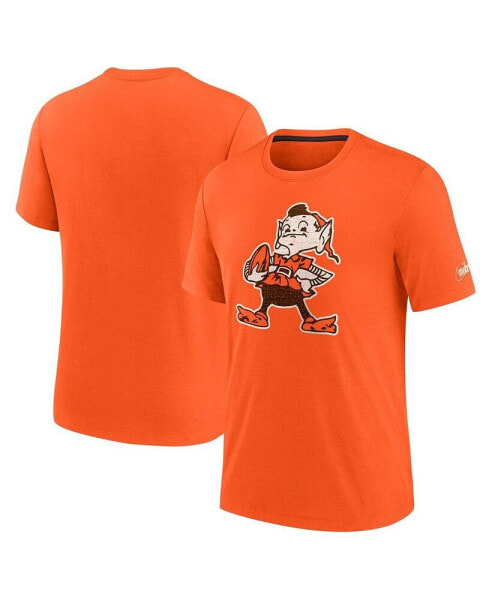Men's Orange Distressed Cleveland Browns Brownie The Elf Rewind Playback Logo Tri-Blend T-shirt