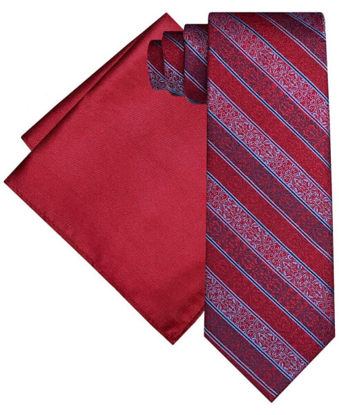 Men's Textured Stripe Tie & Pocket Square Set