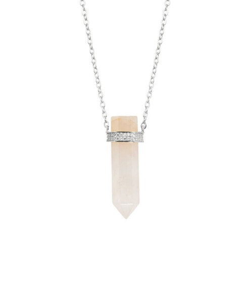 Silver Plated or 14K Gold Plated Quartz Pointed Hexagon Pendant Necklace