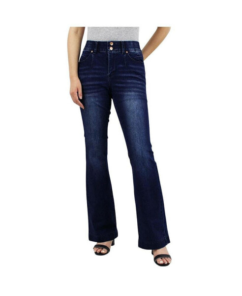 Women's Dark Wash Tummy Control Bootcut with Front Pocket Seam detail Jeans