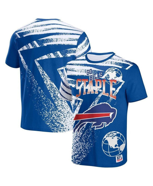 Men's NFL X Staple Royal Buffalo Bills Team Slogan All Over Print Short Sleeve T-shirt