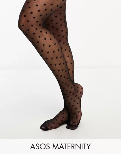 ASOS DESIGN Maternity meduim polka dot tights in black