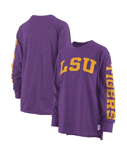 Women's Purple LSU Tigers Plus Size Two-Hit Canyon Long Sleeve T-shirt