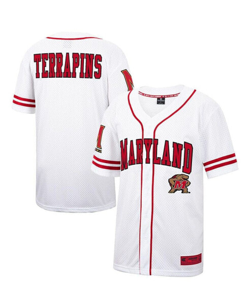 Men's White and Red Maryland Terrapins Free Spirited Baseball Jersey