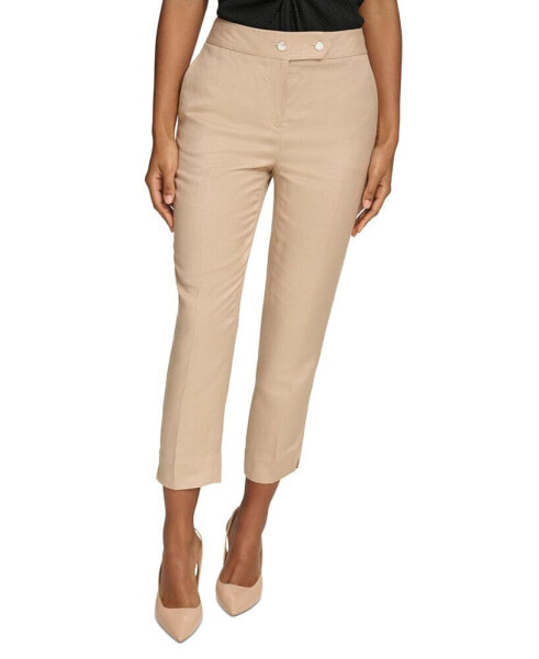 Women's Linen-Blend Slim-Leg Ankle Pants