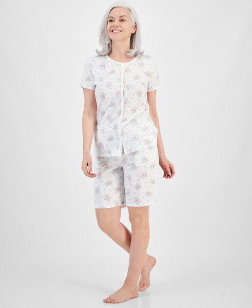 Пижама Charter Club женская 2-х предметная набор пижам из хлопка Bermuda Short, созданная для Macy's