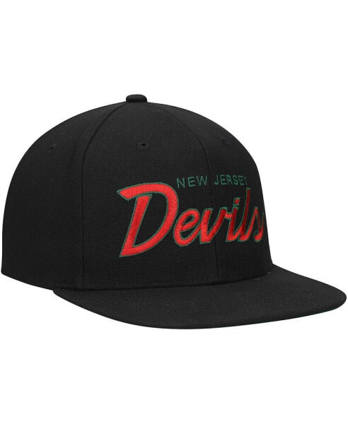 Mitchell Ness Men's Black New Jersey Devils Core Team Script 2.0 Snapback Hat