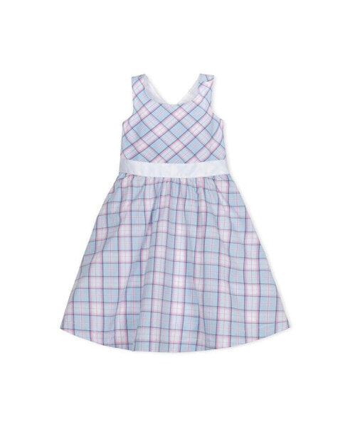 Girls' Sleeveless Special Occasion Party Dress with Cross Back Detail, Kids