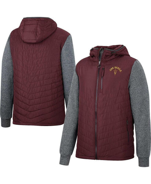 Men's Maroon, Charcoal Arizona State Sun Devils Course Herringbone Full-Zip Hoodie