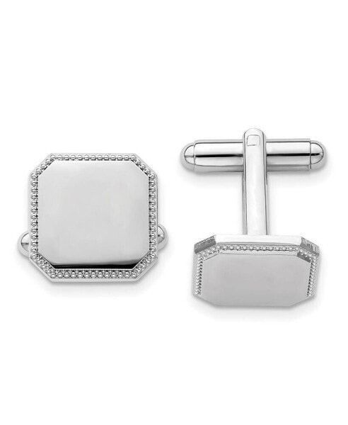 Kelly Waters Rhodium-plated Square Beaded Engravable Cuff Links