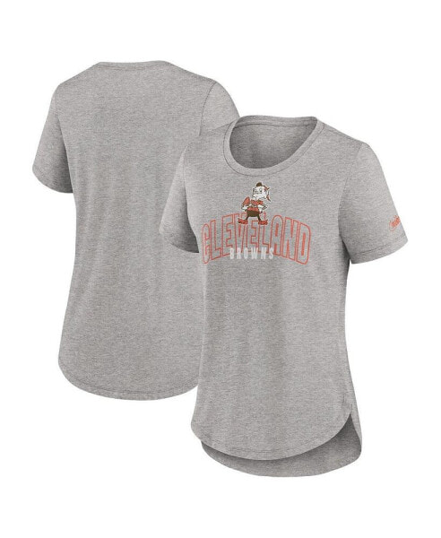 Women's Heather Gray Distressed Cleveland Browns Fashion Tri-Blend T-shirt