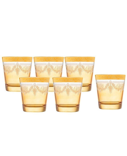 Double Old Fashion 6 Piece Gold Band Glass Set