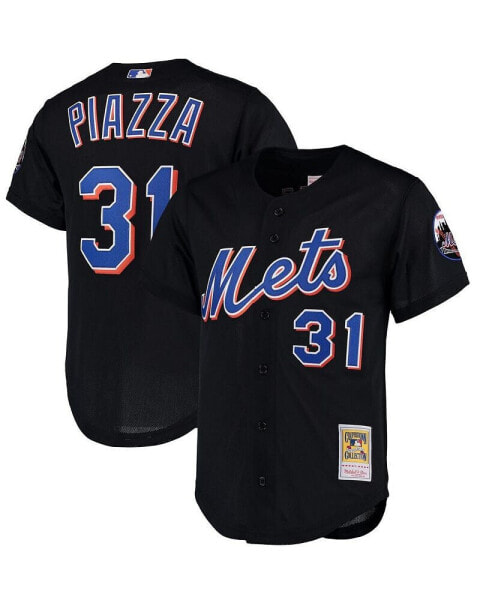 Men's Mike Piazza Black New York Mets Cooperstown Collection Mesh Batting Practice Jersey