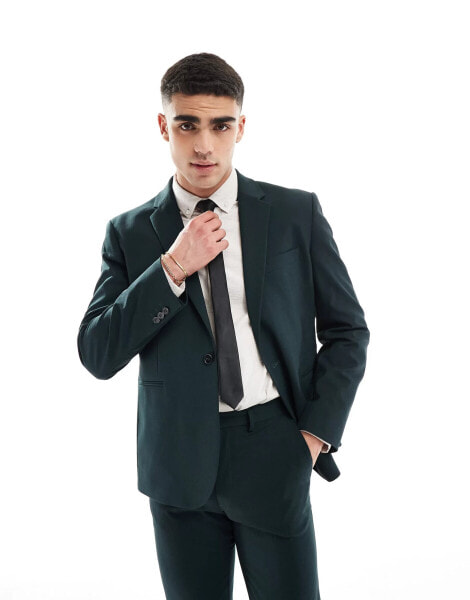 ASOS DESIGN slim suit jacket in dark green