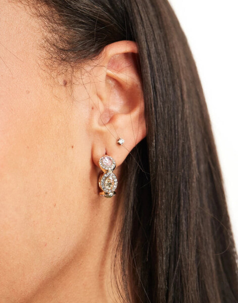 Accessorize pave jewel hoop earrings in gold