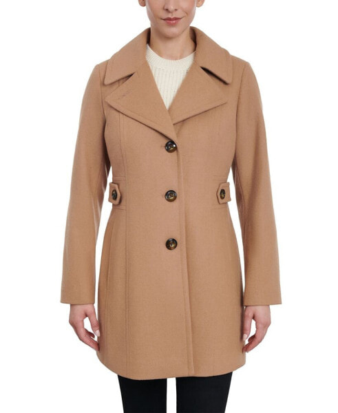 Women's Petite Single-Breasted Notched-Collar Peacoat, Created for Macy's