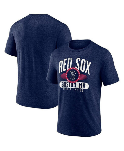 Men's Heathered Navy Boston Red Sox Badge of Honor Tri-Blend T-shirt