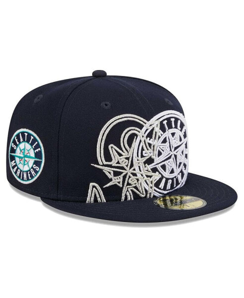 Men's Navy Seattle Mariners Game Day Overlap 59FIFTY Fitted Hat