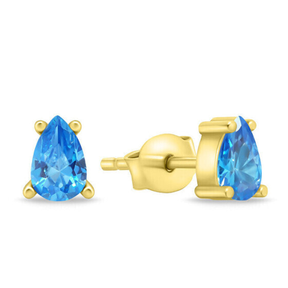 Decent gold-plated earrings with blue zircons EA860YAQ