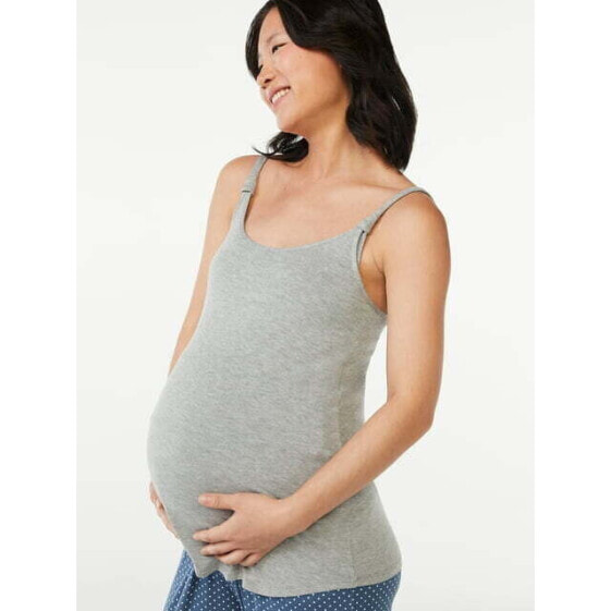 Joyspun Maternity Nursing Cami Women's S-M Heather Gray Scoop Neck Hidden Clip