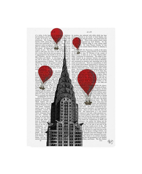 Fab Funky Chrysler Building and Red Hot Air Balloons Canvas Art - 19.5" x 26"