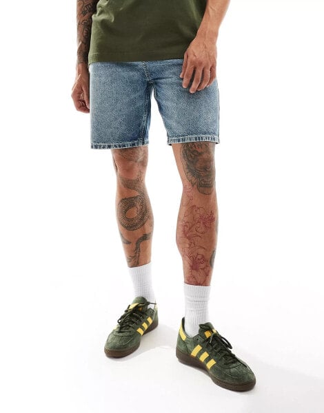 COLLUSION denim cut off shorts in midwash