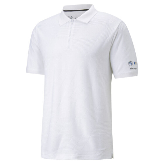 Puma Bmw Mms Jacquard Short Sleeve Polo Shirt Mens White Casual 53586902