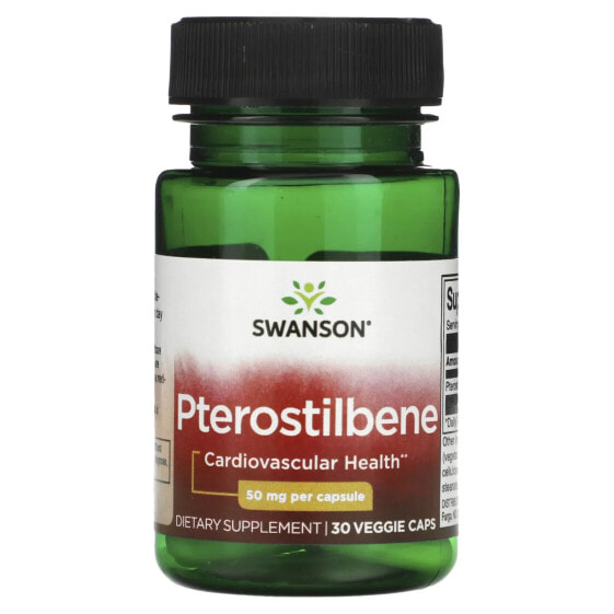 Витамин для сердца и сосудов Swanson Pterostilbene 50 мг, 30 капсул