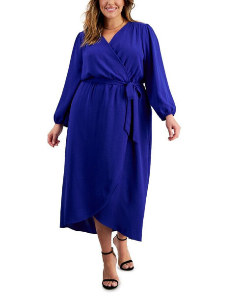 Plus Size Tie-Front Wrap Maxi Dress