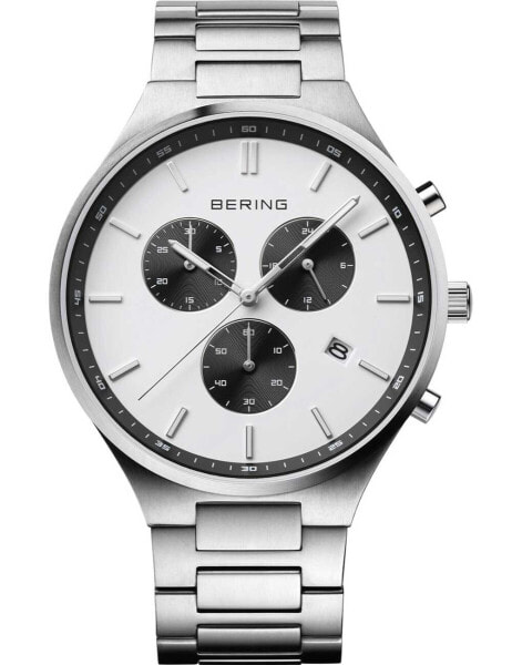Bering 11743-704 Classic Titanium Chronograph Mens Watch 40mm 5ATM