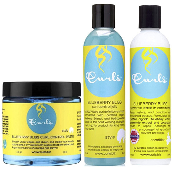 Blueberry Curl Control Insert 120 ml, Blueberry Bliss Curl Control Jelly 236 ml & Blueberry Reparative Leave in 236 ml