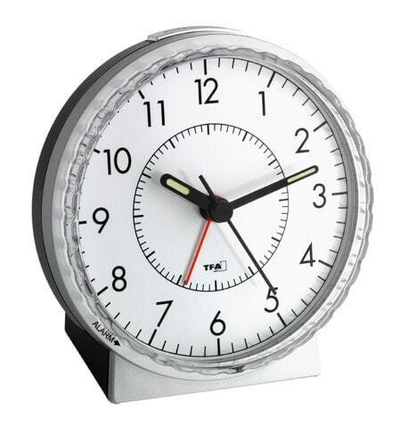 TFA 60.1010 - Digital alarm clock - Black - Silver - 12h - Any gender - Analog - Battery