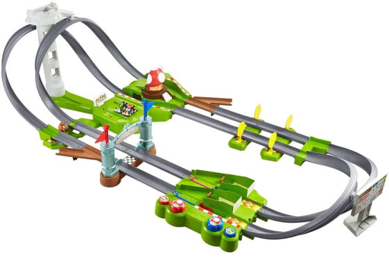 Hot Wheels HFY15 Mario Kart Mario Circuit Race Track Set Deluxe Including 2 Toy Cars from 5 Years & GFY47 Mario Kart Piranha Plants Slide Track Set Including 1 Toy Car