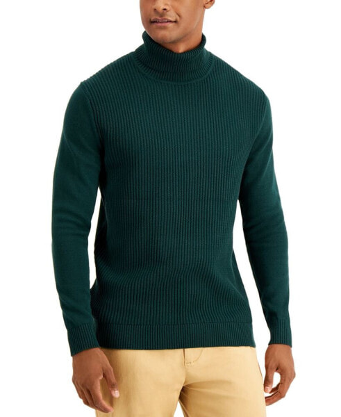 Men's Textured Cotton Turtleneck Sweater, Created for Macy's