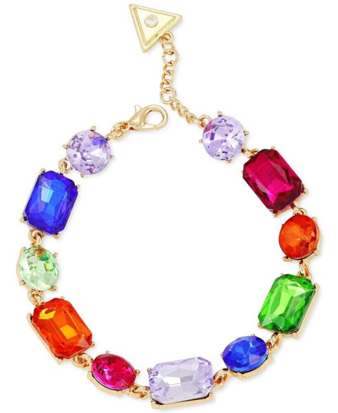 Gold-Tone Rainbow Mixed Crystal Flex Bracelet