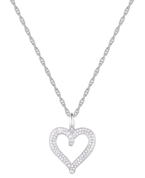Diamond Heart 18" Pendant Necklace (1/4 ct. t.w.) in 10k White Gold