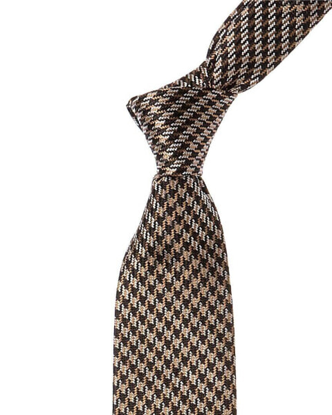 Boss Hugo Boss Medium Beige Allover Pattern Silk Tie Men's Beige Pce.