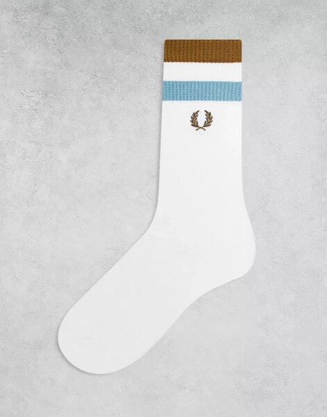 Fred Perry bold tipped towelling socks in white