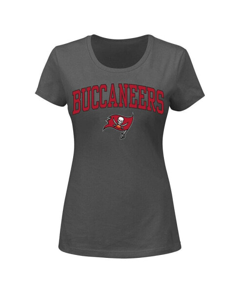 Women's Heather Charcoal Tampa Bay Buccaneers Plus Size Arch Over Logo T-shirt