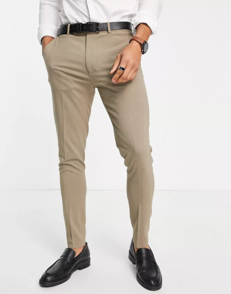 ASOS DESIGN super skinny mix and match suit trousers in stone