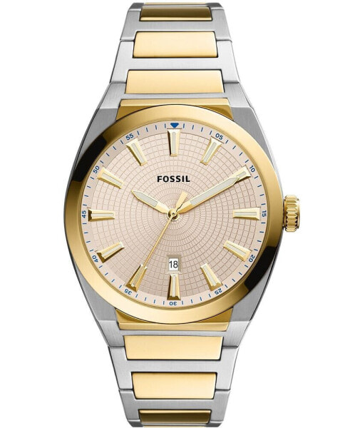 Часы и аксессуары Fossil Мужские наручные часы с браслетом из нержавеющей стали с двухцветным покрытием Everett 42 мм