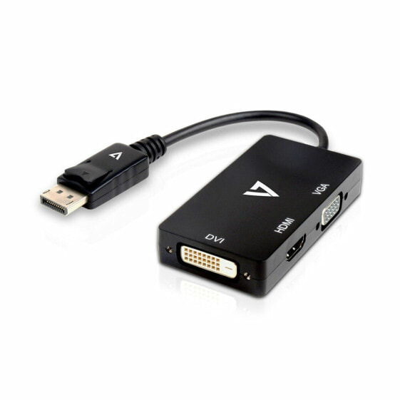 Адаптер Mini для DisplayPort на VGA/DVI/HDMI V7 V7DP-VGADVIHDMI-1E Чёрный