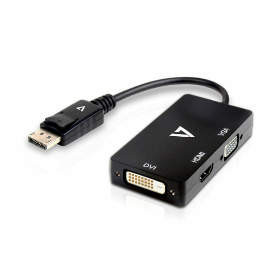 Mini Адаптер для DisplayPort на VGA/DVI/HDMI V7 V7DP-VGADVIHDMI-1E Чёрный