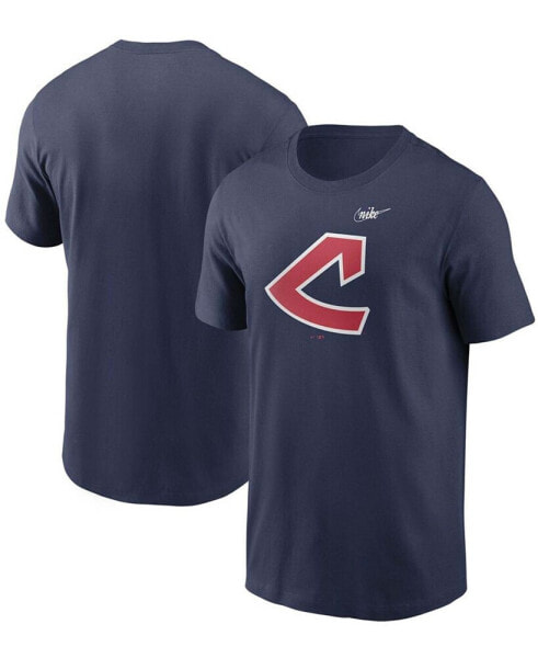 Men's Navy Cleveland Indians Cooperstown Collection Logo T-shirt