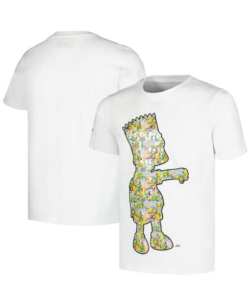 Big Boys and Girls Bart Simpson White The Simpsons Postcards T-Shirt