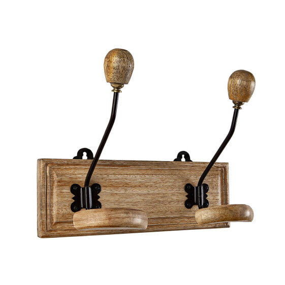 Wall mounted coat hanger Romimex Natural Wood Metal 28 x 22 x 12 cm