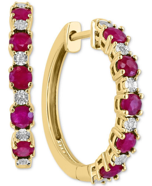 EFFY® Sapphire (3/4 ct. t.w.) & Diamond Accent Small Hoop Earrings in 14k Gold-Plated Sterling Silver, 0.75" (Also available in Ruby and Emerald)