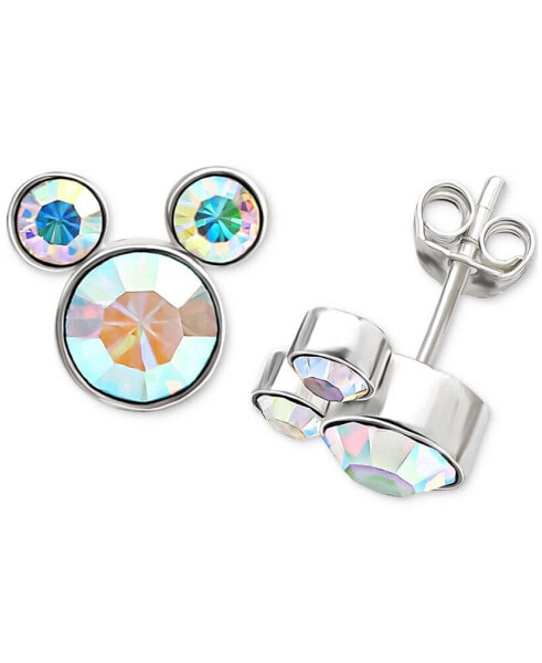Crystal Mickey Mouse Stud Earrings in Sterling Silver